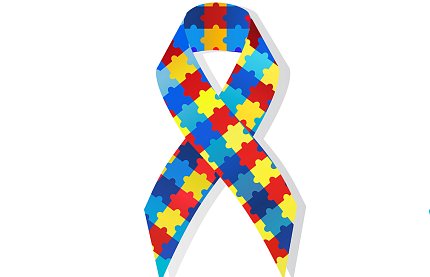 A ribbon made of rainbow puzzle pieces