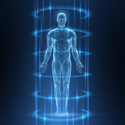 Futuristic Medical Interface Display 3d illustration of a human body